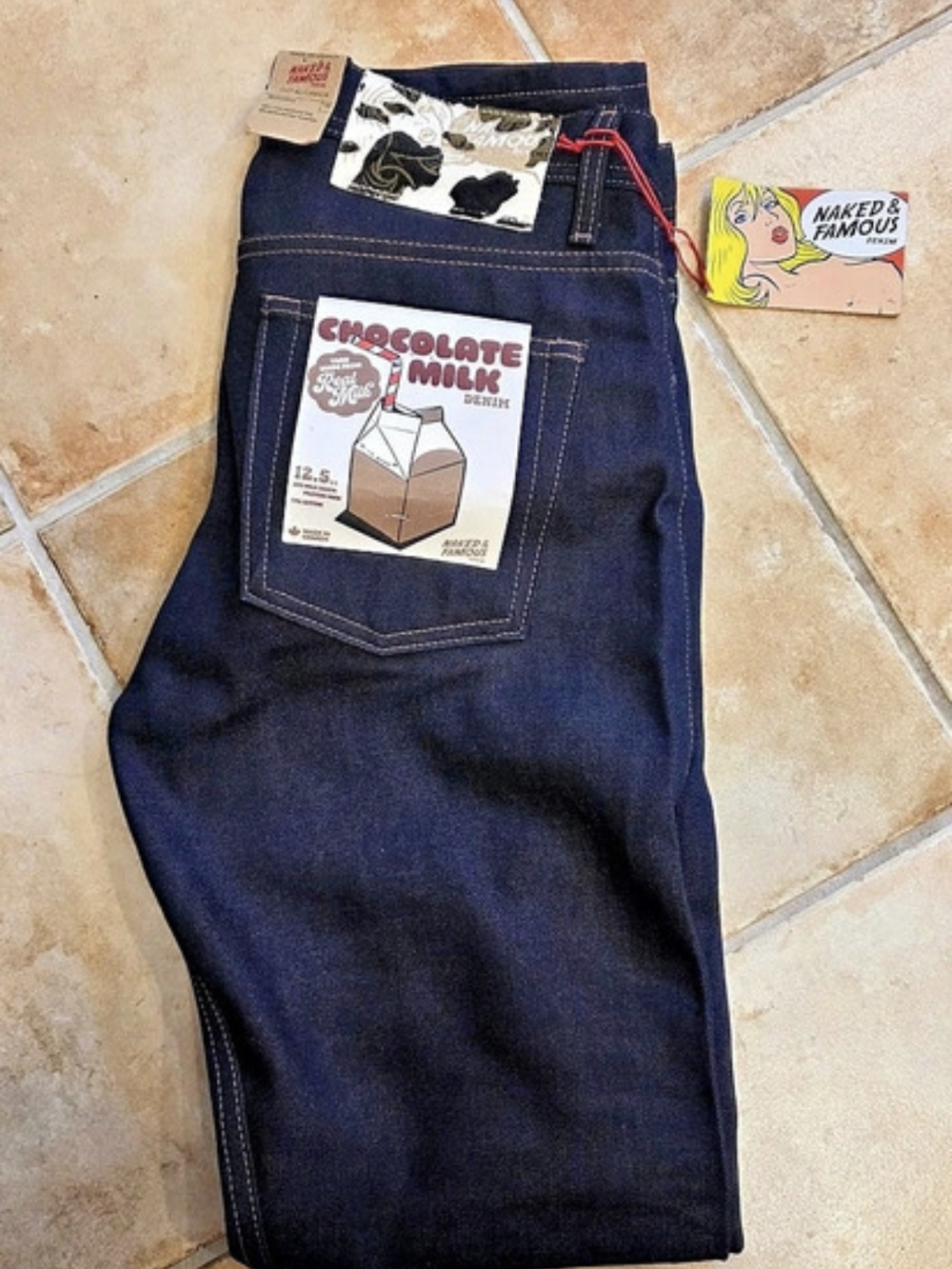 Naked & Famous Weird Guy Chocolate Milk Selvedge Jeans Blue Mens 30 NWT